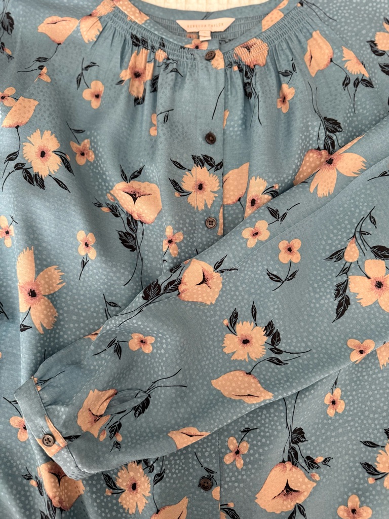 Rebecca Taylor Silk-Blend Poppy Print Blouse / Size 8